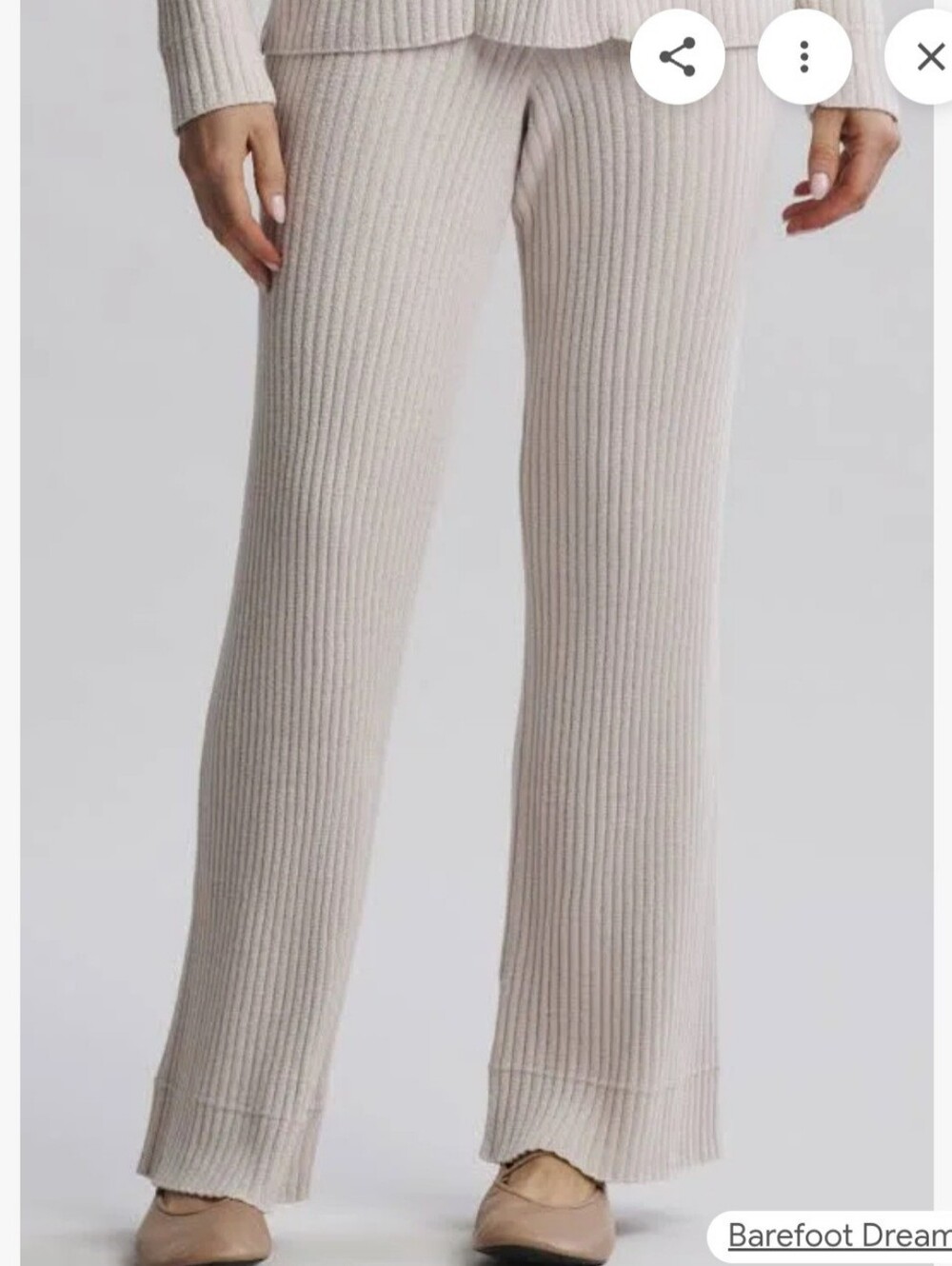 Barefoot Dreams Ribbed Wide-Leg Knit Pants in Cream